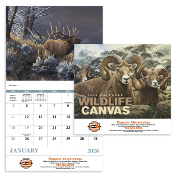 Wildlife Canvas Appointment Wall Calendar - Stapled